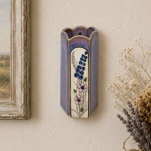 Donna Roberts Wild Rose Montana Pottery Bud Vase Wall Pocket Iridescent Floral
